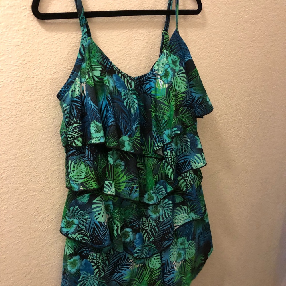 Size 18W tiered romper swimsuit, by Fit4 U.